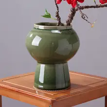 魅力的な氷ひび模様の手作り花瓶【上級陶器・水耕栽培対応】