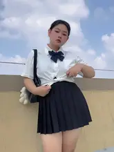 喵丸 高腰JK制服プリーツスカート【紺色・ショート丈・42cm】