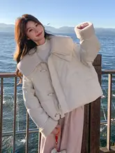 白色羊羔毛の大翻領ダッフルコート【フード付き・女性用・暖かい】
