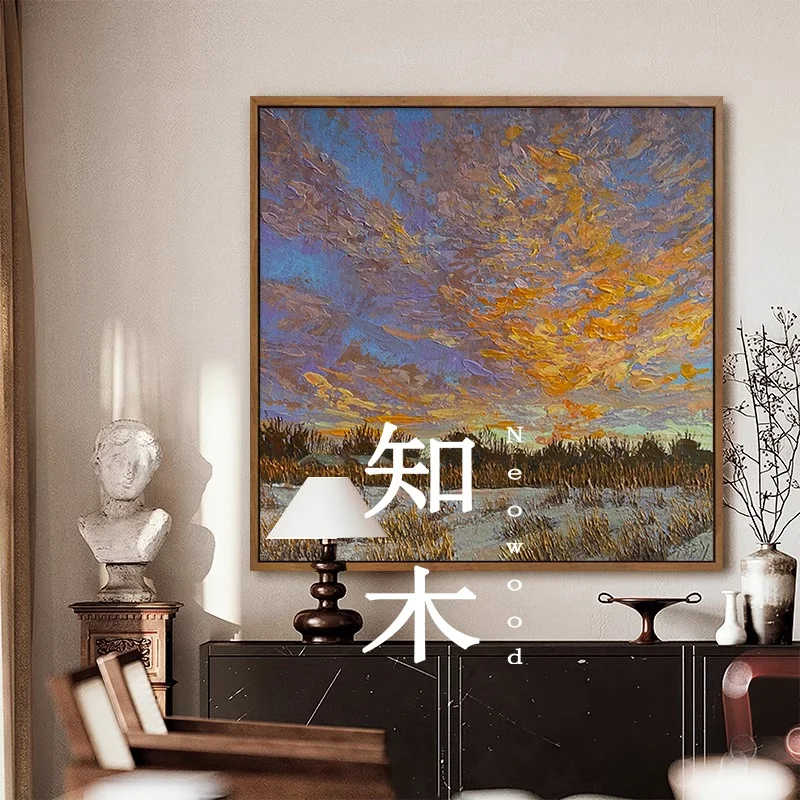 南洋デザインの手描き油絵：モダンインテリアに最適な書斎用アート作品