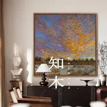 南洋デザインの手描き油絵【モダンインテリア・書斎用】
