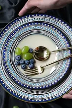 アメリカンスタイルの大皿【陶器製・牛ステーキ・フルーツサラダ用・家庭用】
