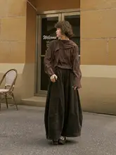 春季新作 ヴィンテージスタイル コーデュロイワイドパンツ【フィット・無地・ランタンパンツ】