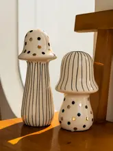 スチール製 マッシュルームデザインの陶器置物【子供部屋・シンプルモダン・インテリア装飾】