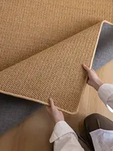 手入れ不要で使いやすい！麻製リビング用ラグ【中式・禅スタイル・淡い木の風合い】
