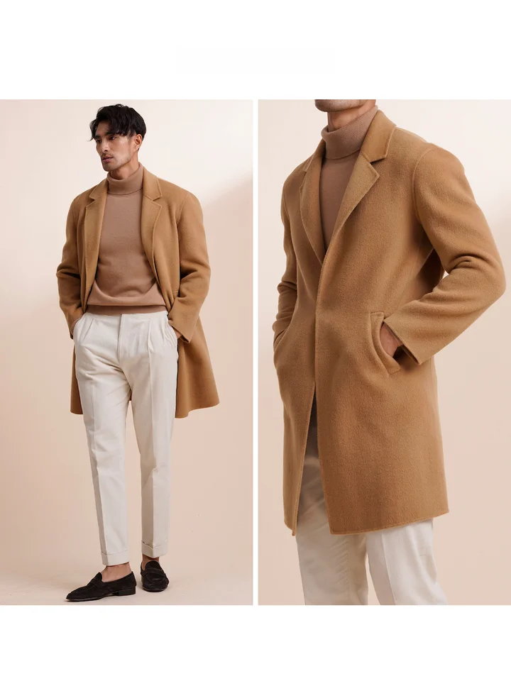 ZINGCHEN ダブルフェイスウールコート【シングルボタン・中長丈・冬用・厚手】