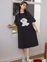 可愛い犬のデザインの夏用ルームウェア【大きいサイズ・半袖・妊婦対応】