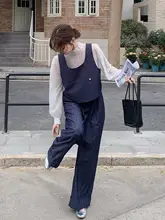 波点デザインのトップスとワイドパンツ【春秋用・フレンチスタイル・小柄向け】（セットアップ対応）