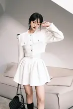 オリジナルデザイン 甘くてクールなツイード風フィッシュボーンスカートとジャケット（セットアップ対応）