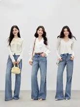カジュアルシンプルストレートデニムパンツ【ヴィンテージウォッシュ・通勤用】