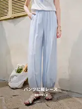 デザイン性のある青色ランタンパンツ【ハイウエスト・スリム効果・フィット】