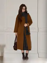 焦糖色の長袖ダブルフェイスキャッシュミールコート【防寒・ファッショナブル】