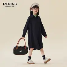 シンプルなデザインの長袖ポケット付きワンピース【子供用・秋冬・カジュアル】（セットアップ対応）