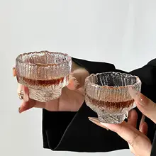 高脚マット仕上げの透明ガラスカップ【冷抽出用・氷紋デザイン】