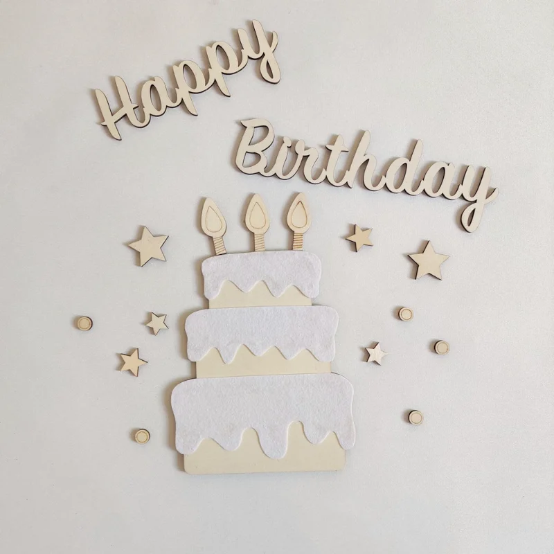 インスタ風 誕生日パーティー用 壁飾り フェルト製ケーキデコレーション【緑系・おしゃれなパー ティーデコ】