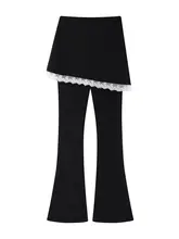 黒のフレアパンツ【高腰・ストレート・美尻デザイン】（セットアップ対応）