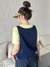 春のトレンド！コントラストカラー重ね着風Tシャツ【韓国風・ゆったりデザイン・女性向け】（セットアップ対応）