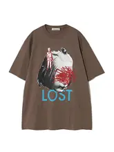 24 S/S UNDERCOVER ユニセックスオーバーサイズラウンドネックTシャツ【ヴィンテージ風・ウォッシュ加工・プリント】