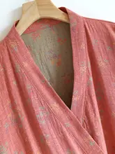 綿製の薄手ガーゼ睡袍【レトロな刺繍・和風デザイン・ルームウェア】