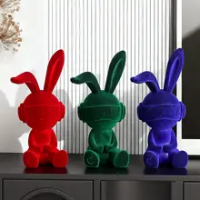 うさぎ オブジェ フロッキー加工 上品 可愛い リビング 玄関 テレビ台 オフィスデスク インテリア雑貨