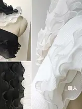 フリルデザインの立体花柄ドレス【波浪・褶皱・4層】