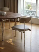 北欧風シンプルデザイン！ステンレス製防錆メタル真皮ソフトパッディングオフィスチェア【ダイニング用】