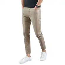 秋用 メンズ 純綿ストレッチ 九分丈スリムパンツ【シンプルデザイン・ tapered fit・カジュアル】