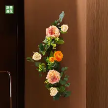 リアルなバラのつる偽花 壁面装飾用アーチ吊り花アート【ラティス装飾・絡み付け用】