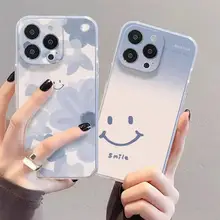 グラデーションブルーフラワー携帯電話ケース【ソフトシリコン・全身保護・適用機種】