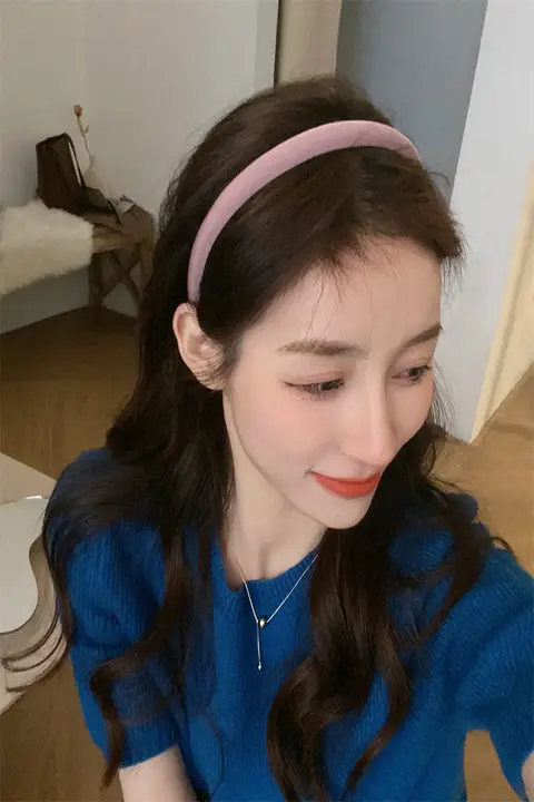 suzyacc フレンチスタイルの柔らかいピンクの細いヘアバンド【洗顔用ヘアバンド】