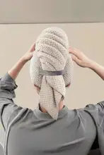 吸水速乾のロングヘア用バスタオルキャップ【大サイズ・ヘアタオル兼用】