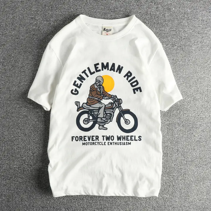 バイクデザインの短袖Tシャツ【コットン・アメリカンヴィンテージ・夏用】