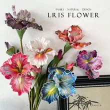 アイリス風シルクフラワーアレンジメント【テーブル装飾用・ダブルヘッド・花束スタイル】