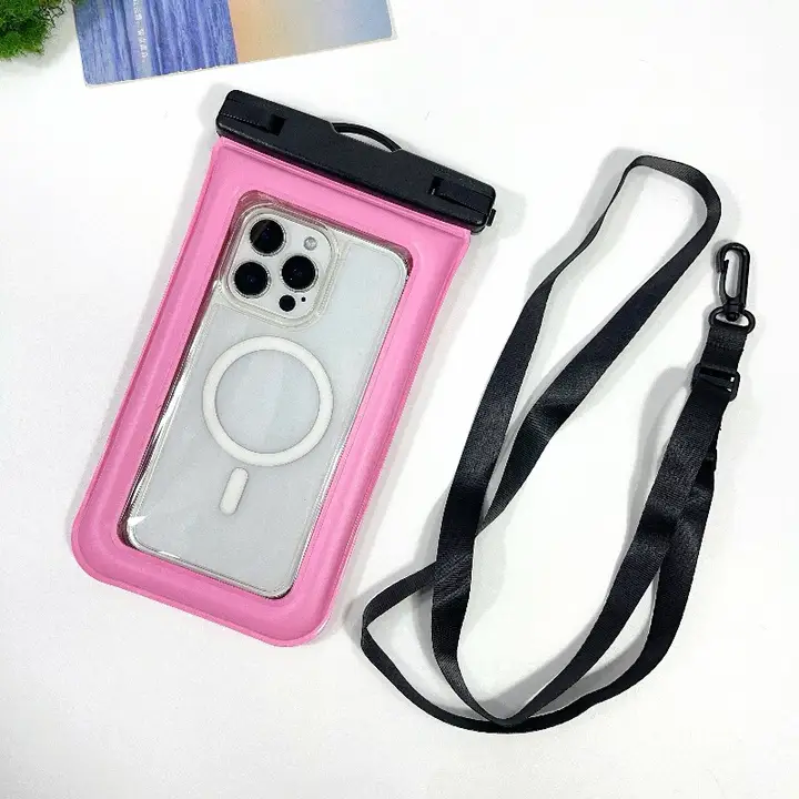 防水スマホケース【斜め掛け・タッチスクリーン対応・水泳・温泉・海用・落下防止ストラップ付き】