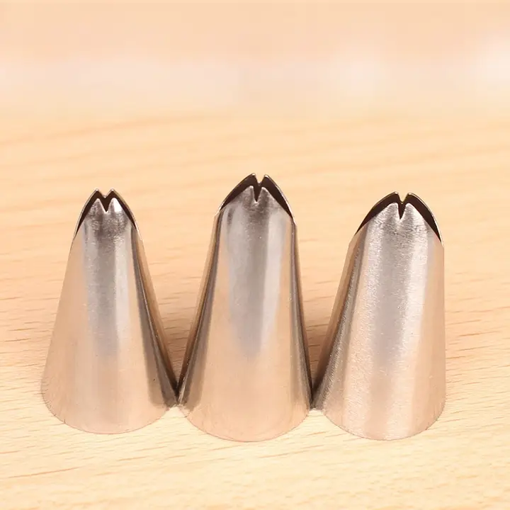 葉っぱとリボンデザインの304ステンレス製クリーム用絞り口【小型・お菓子作り用】