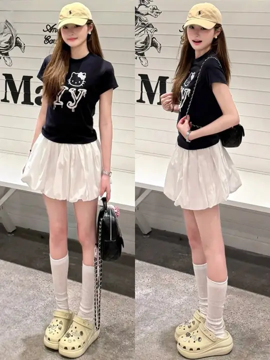 可愛いフラワープリントパンツ【高腰・南瓜型・Aラインデザイン・フリル付き】（セットアップ対応）
