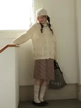 チェック柄ハイウエストAラインスカート【春用・スタイリッシュ・シルエット補正】