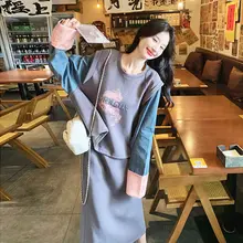 Miu Miu風 スウェットセットアップ【デニムパッチワーク・トップス＆スカート・春秋用】