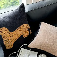 中古風アートデザインの長クッションカバー【リビング・ソファ用・クッション付き】