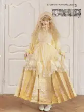 エレガントなデザイン！黄色の漢服【馬面スカート・交差ピアノ袖】