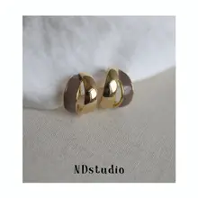 優雅なドロップグレーズ仕上げのサークルバーベルイヤリング【穴あけ不要・レトロデザイン】