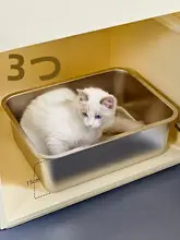 大容量ステンレス製オープンキャットトイレ【防飛び散り・メインクーン対応・猫砂用】