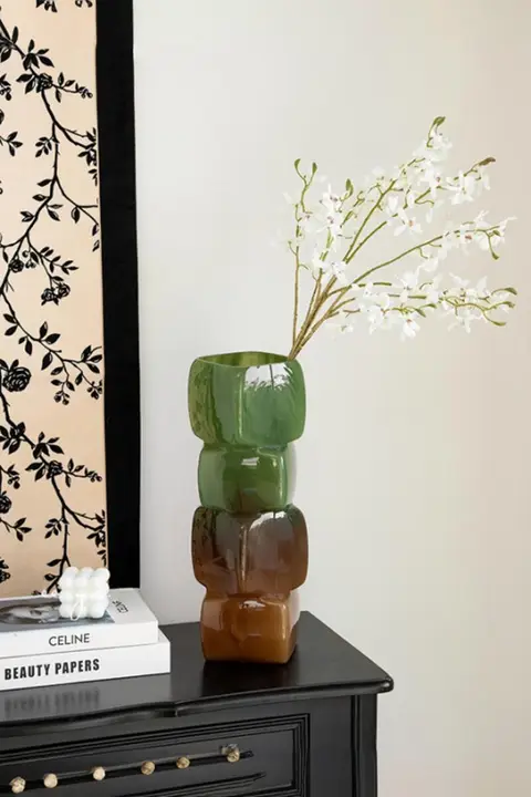 花瓶 ガラス製 ヴィンテージ 水栽培 胡蝶蘭用 上品 リビング テーブル インテリア