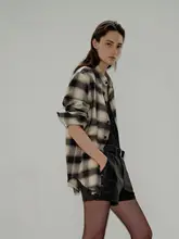 春秋用ウール混紡チェック柄シャツ【レトロデザイン・長袖】