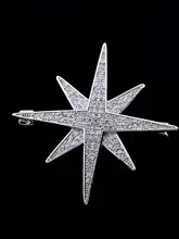 豪華な大きめクロス星型ブローチ【男女兼用・スーツやコート用・気質装飾】