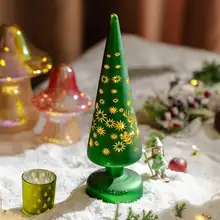 デスクトップ用ガラス製クリスマスツリーLEDナイトライト【雰囲気作り・クリエイティブなクリスマスギフト】