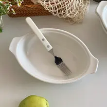 高級感のある白い陶器製のダブルハンドオーバルプレート【ディープディッシュ・洋食用】
