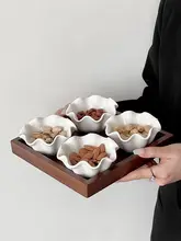 中華風レトロ家庭用干し果物トレーセット【菓子・スナック・分割デザイン・セラミックボウル付き】