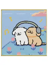 線描の小犬のクロスステッチアート【カートゥーンデザイン・子供部屋用】