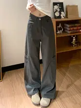 グレーのアメリカンビンテージ風ワークパンツ【高腰・快適なフィット・したワイドレッグ】（セットアップ対応）